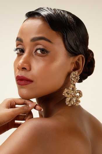 Bijoux By Priya Chandna Golden Daisy Drop Earrings 