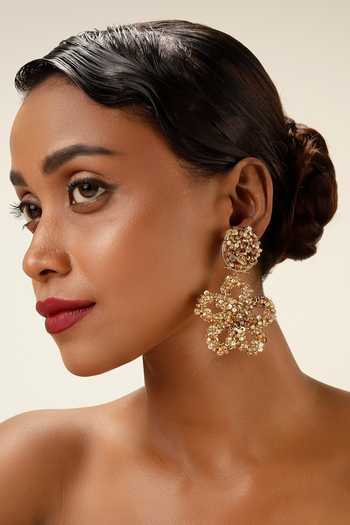 Bijoux By Priya Chandna Golden Daisy Drop Earrings 