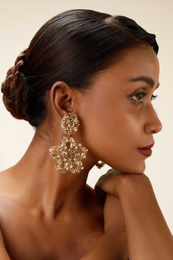 Buy_Bijoux By Priya Chandna_Gold Plated Daisy Drop Earrings _Online_at_Aza_Fashions