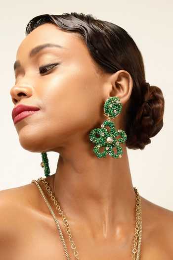 Bijoux By Priya Chandna Green Mosaic Garden Drop Earrings Online at Aza Fashions Bijoux By Priya Chandna_Green Mosaic Garden Drop Earrings _Online_at_Aza_Fashions