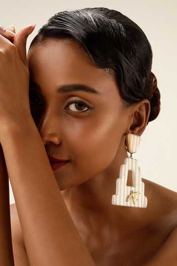 Bijoux By Priya Chandna White Deco Bird Drop Earrings Online at Aza Fashions Bijoux By Priya Chandna_White Deco Bird Drop Earrings _Online_at_Aza_Fashions