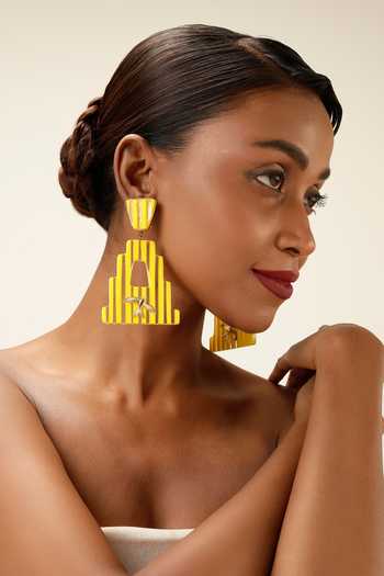 Buy_Bijoux By Priya Chandna_Yellow Deco Bird Drop Earrings _Online_at_Aza_Fashions