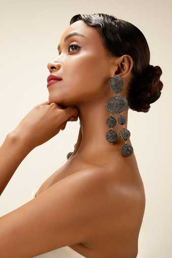 Bijoux By Priya Chandna Black Orb Cascades Long Earrings 