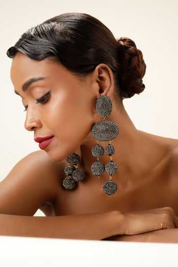 Bijoux By Priya Chandna Black Orb Cascades Long Earrings 