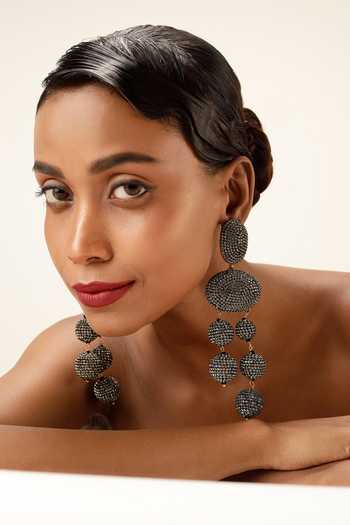 Bijoux By Priya Chandna Black Orb Cascades Long Earrings Online at Aza Fashions Bijoux By Priya Chandna_Black Orb Cascades Long Earrings _Online_at_Aza_Fashions