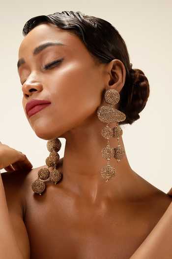 Buy_Bijoux By Priya Chandna_Gold Plated Orb Cascades Long Earrings _Online_at_Aza_Fashions