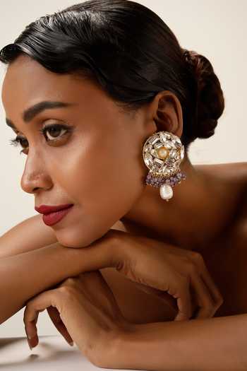 Bijoux By Priya Chandna Crystal Pearl Drop Earrings 