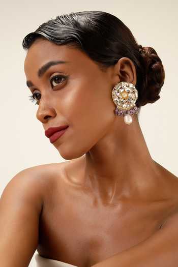Bijoux By Priya Chandna Crystal Pearl Drop Earrings 