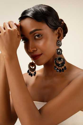 Bijoux By Priya Chandna Black Royal Frame Chandelier Earrings Online at Aza Fashions Bijoux By Priya Chandna_Black Royal Frame Chandelier Earrings _Online_at_Aza_Fashions