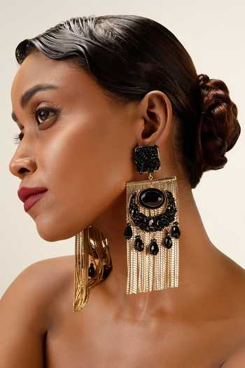 Buy_Bijoux By Priya Chandna_Black Fringe Earrings _Online_at_Aza_Fashions