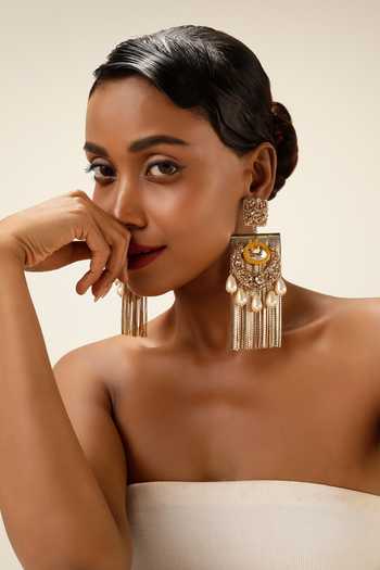 Buy_Bijoux By Priya Chandna_Gold Plated Pearl Palace Drapes Earrings _Online_at_Aza_Fashions