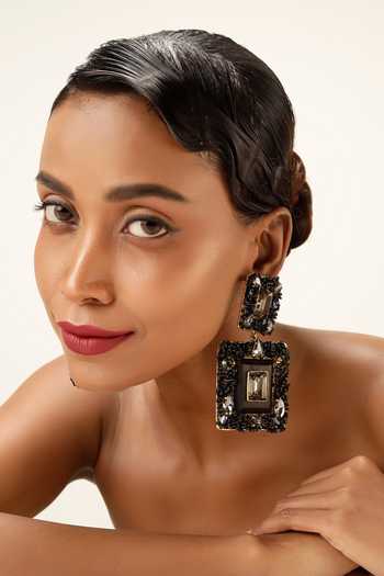 Bijoux By Priya Chandna Black Jewel Chandelier Earrings 