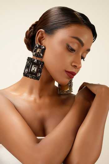 Bijoux By Priya Chandna Black Jewel Chandelier Earrings Online at Aza Fashions Bijoux By Priya Chandna_Black Jewel Chandelier Earrings _Online_at_Aza_Fashions
