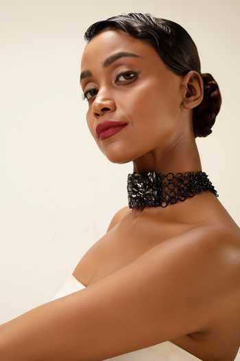 Bijoux By Priya Chandna_Black Starlit Smoke Collar Choker _Online_at_Aza_Fashions