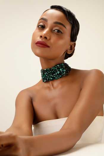 Bijoux By Priya Chandna Starlit Emerald Collar Choker 