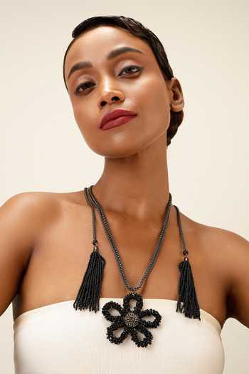 Bijoux By Priya Chandna Sable Petal Tassel Necklace 