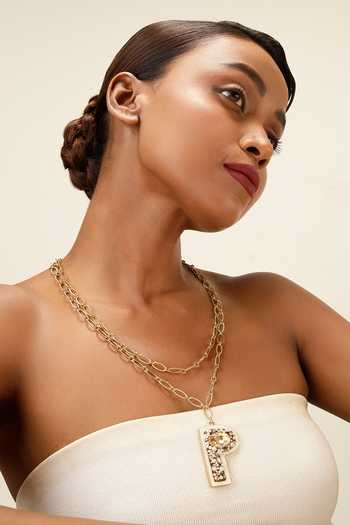 Buy_Bijoux By Priya Chandna_White Initial Letter Pendant Necklace _Online_at_Aza_Fashions