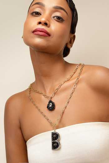 Buy Bijoux By Priya Chandna Black Personalised Letter Pendant Necklace Online at Aza Fashions Buy_Bijoux By Priya Chandna_Black Personalised Letter Pendant Necklace _Online_at_Aza_Fashions
