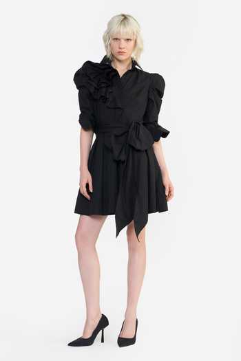 Gauri & Nainika Pouf Sleeves Ruffle Mini Dress