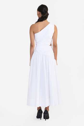 Gauri & Nainika Embroidered One Shoulder Draped Dress 