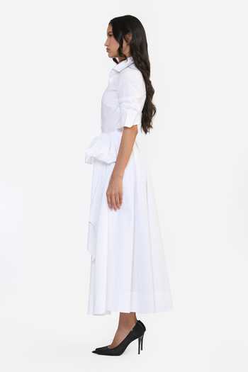Gauri & Nainika White Cotton Collared Neck Botanical Embroidered Shirt Dress Online at Aza Fashions Gauri & Nainika_White Cotton Collared Neck Botanical Embroidered Shirt Dress _Online_at_Aza_Fashions