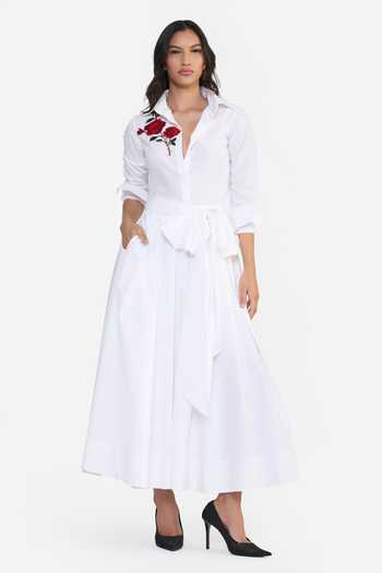 Gauri & Nainika Botanical Embroidered Shirt Dress 