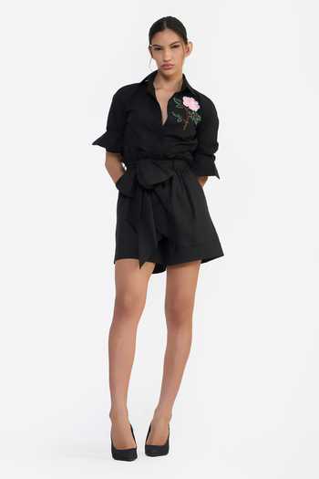 Gauri & Nainika Black Cotton Paperbag Shorts Online at Aza Fashions Gauri & Nainika_Black Cotton Paperbag Shorts _Online_at_Aza_Fashions