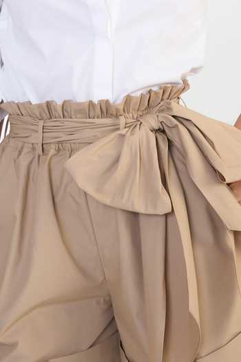 Gauri & Nainika Beige Cotton Paperbag Shorts at Aza Fashions Gauri & Nainika_Beige Cotton Paperbag Shorts _at_Aza_Fashions