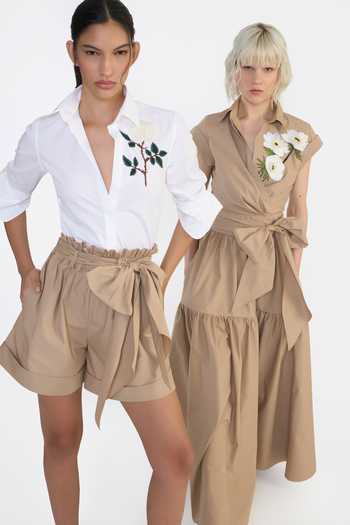 Buy Gauri & Nainika Beige Cotton Paperbag Shorts Buy_Gauri & Nainika_Beige Cotton Paperbag Shorts