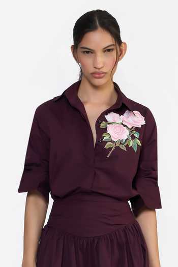 Gauri & Nainika Rose Embroidered Shirt