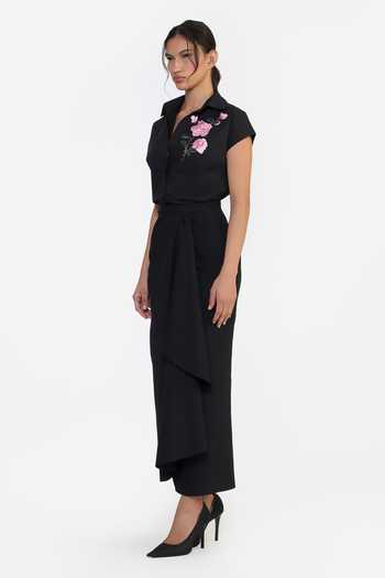 Buy Gauri & Nainika Black Cotton Collared Neck Dolman Sleeve Embroidered Shirt Online at Aza Fashions Buy_Gauri & Nainika_Black Cotton Collared Neck Dolman Sleeve Embroidered Shirt _Online_at_Aza_Fashions