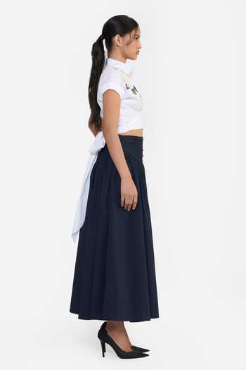 Buy Gauri & Nainika White Cotton Collared Neck Embroidered Wrap Cropped Shirt Online at Aza Fashions Buy_Gauri & Nainika_White Cotton Collared Neck Embroidered Wrap Cropped Shirt _Online_at_Aza_Fashions