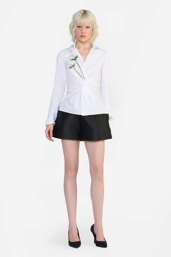 Buy Gauri & Nainika Cream Cotton Collared Neck Twisted Draped Embroidered Shirt Online at Aza Fashions Buy_Gauri & Nainika_Cream Cotton Collared Neck Twisted Draped Embroidered Shirt _Online_at_Aza_Fashions
