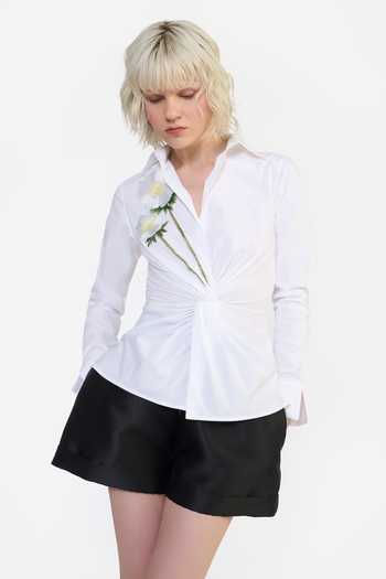 Gauri & Nainika Twisted Draped Embroidered Shirt