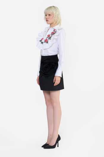 Buy Gauri & Nainika White Cotton Collared Neck Embroidered Ruffle Bib Shirt Online at Aza Fashions Buy_Gauri & Nainika_White Cotton Collared Neck Embroidered Ruffle Bib Shirt _Online_at_Aza_Fashions