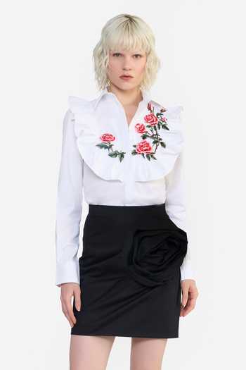 Gauri & Nainika Embroidered Ruffle Bib Shirt