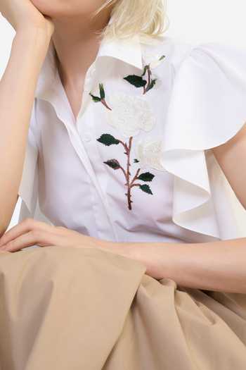 Buy Gauri & Nainika White Cotton Collared Neck Embroidered Ruffle Shirt Online at Aza Fashions Buy_Gauri & Nainika_White Cotton Collared Neck Embroidered Ruffle Shirt _Online_at_Aza_Fashions