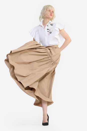 Shop Gauri & Nainika White Cotton Collared Neck Embroidered Ruffle Shirt Online at Aza Fashions Shop_Gauri & Nainika_White Cotton Collared Neck Embroidered Ruffle Shirt _Online_at_Aza_Fashions