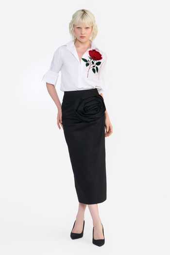 Gauri & Nainika Rosette Draped Column Skirt
