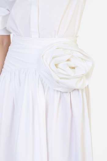 Gauri & Nainika White Cotton Fabric Flowers Draped Skirt at Aza Fashions Gauri & Nainika_White Cotton Fabric Flowers Draped Skirt _at_Aza_Fashions