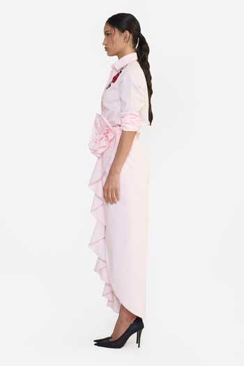 Gauri & Nainika Pink Cotton Ruffle Overlap Skirt Online at Aza Fashions Gauri & Nainika_Pink Cotton Ruffle Overlap Skirt _Online_at_Aza_Fashions