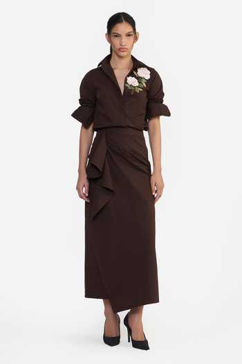 Buy Gauri & Nainika Brown Cotton Asymmetric Draped Skirt Online at Aza Fashions Buy_Gauri & Nainika_Brown Cotton Asymmetric Draped Skirt _Online_at_Aza_Fashions