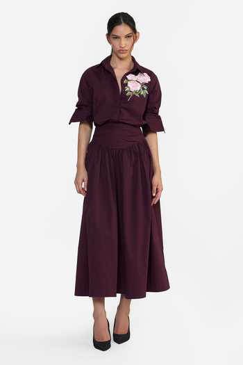 Gauri & Nainika Draped Midi Cotton Skirt