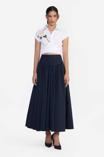 Gauri & Nainika Cotton Draped Midi Skirt