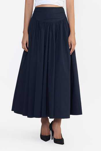 Buy Gauri & Nainika Blue Cotton Draped Midi Skirt Online at Aza Fashions Buy_Gauri & Nainika_Blue Cotton Draped Midi Skirt _Online_at_Aza_Fashions