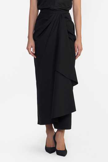 Shop Gauri & Nainika Black Cotton Draped Pareo Skirt Online at Aza Fashions Shop_Gauri & Nainika_Black Cotton Draped Pareo Skirt _Online_at_Aza_Fashions