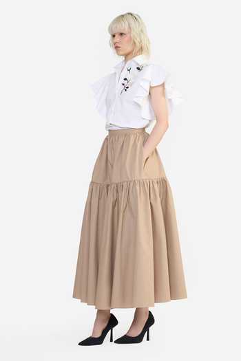 Gauri & Nainika Beige Cotton Prairie Skirt Online at Aza Fashions Gauri & Nainika_Beige Cotton Prairie Skirt _Online_at_Aza_Fashions