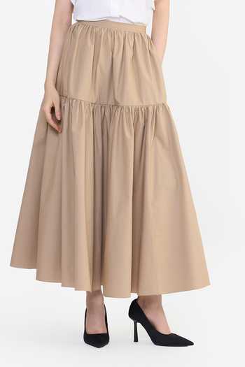 Gauri & Nainika Beige Cotton Prairie Skirt at Aza Fashions Gauri & Nainika_Beige Cotton Prairie Skirt _at_Aza_Fashions