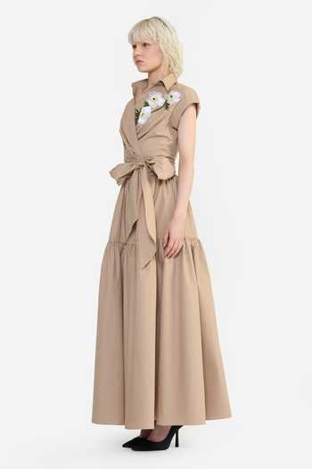 Gauri & Nainika Beige Cotton Tea Length Prairie Skirt Online at Aza Fashions Gauri & Nainika_Beige Cotton Tea Length Prairie Skirt _Online_at_Aza_Fashions