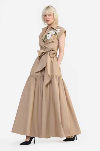 Buy Gauri & Nainika Beige Cotton Tea Length Prairie Skirt Online at Aza Fashions Buy_Gauri & Nainika_Beige Cotton Tea Length Prairie Skirt _Online_at_Aza_Fashions